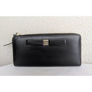 Kate Spade Montford Park Nisha Smooth Leather Wallet Black Bow WLRU2133